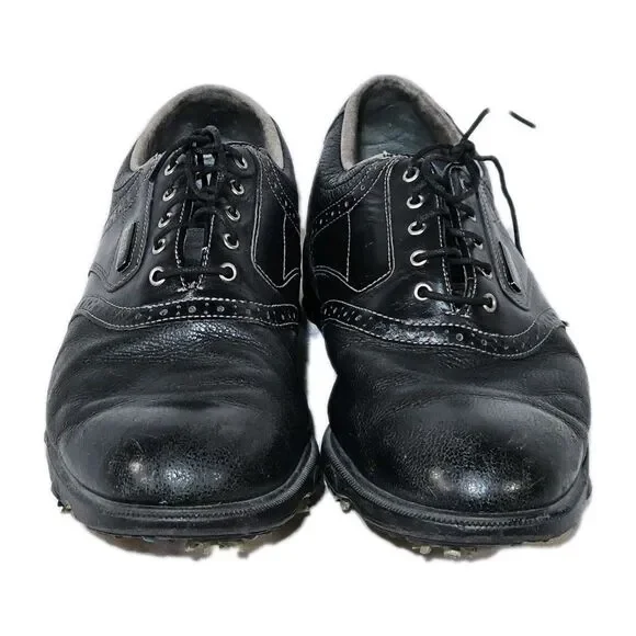 FootJoy Dryjoys Golf Shoes 53633 Black Pebbled Leather Men's Size 10.5 Wide EUC - Picture 2 of 13